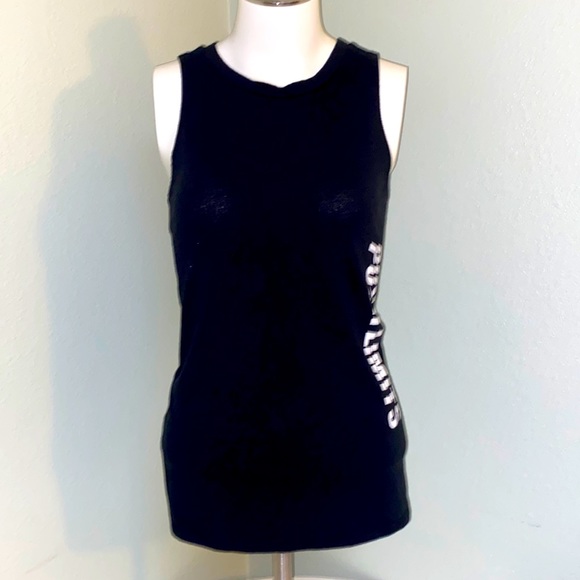 Runway Black Tank Top Athletic Workout Cotton/ Polyester Blend Push Limits Sz L - Picture 1 of 8